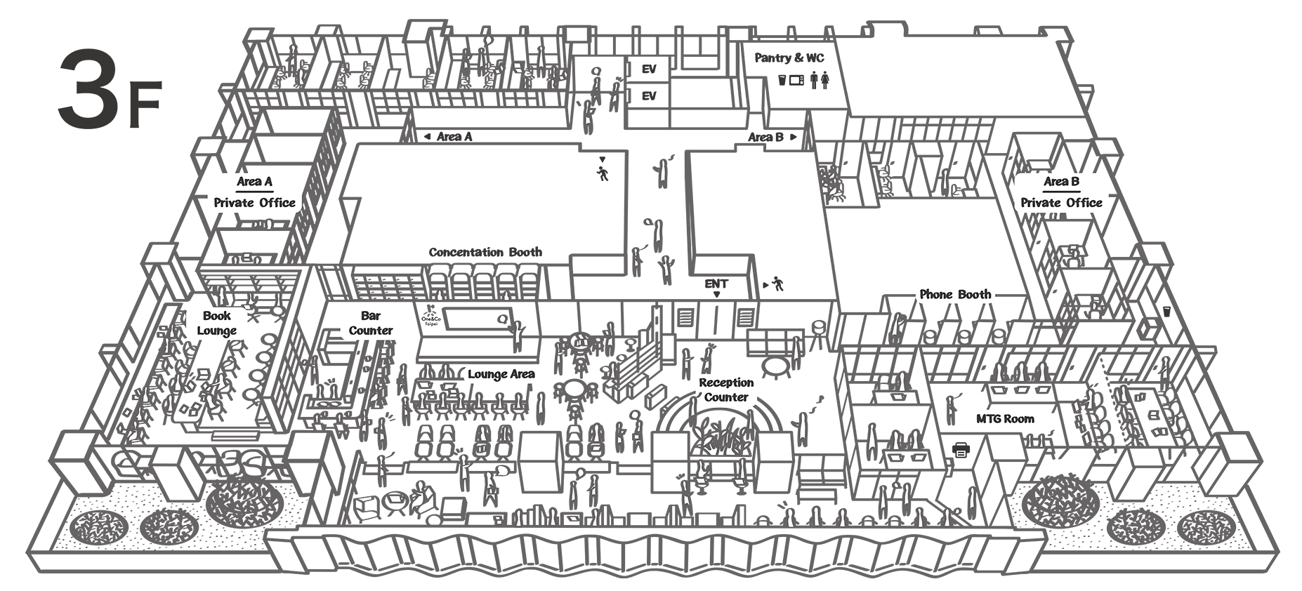 Layout plan of One&Co Taipei Floor 3